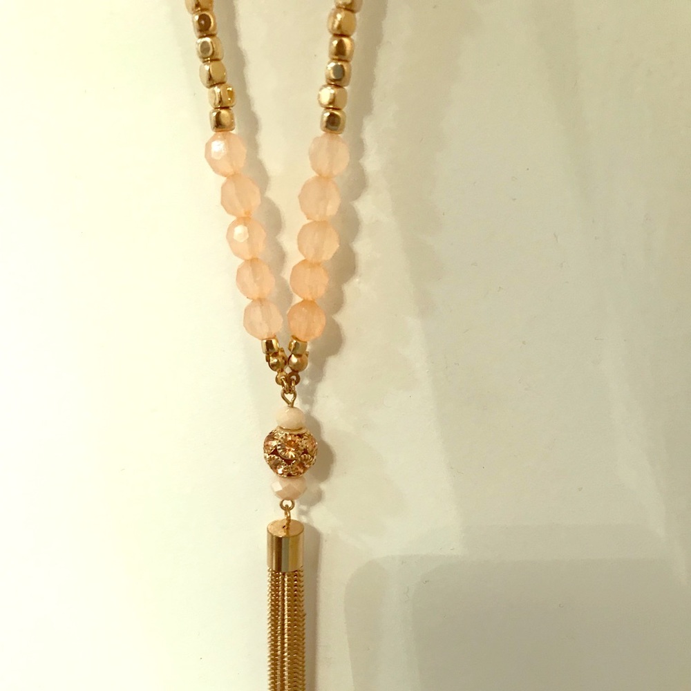 NY&Company - Extra long tassel necklace pink/gold
